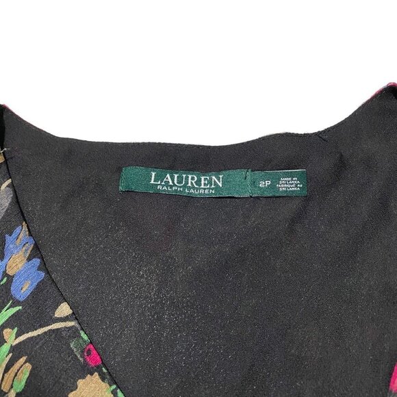 Ralph Lauren 90s Does 30s Women Black Floral Chiffon Flowing Maxi Dress Sz 2P - Picture 9 of 11